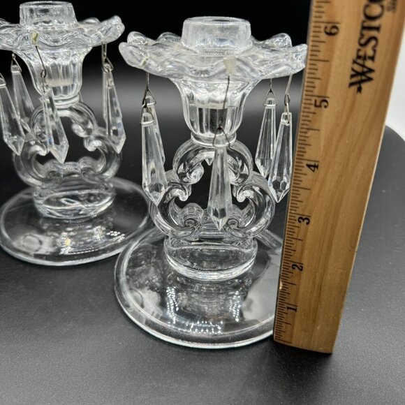Pottery Barn Olivia Taper Clear Crystal Candle Holder Tear Drop Crystal Accents - Picture 6 of 11